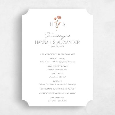 White Ticket Wedding Program - Marlowe