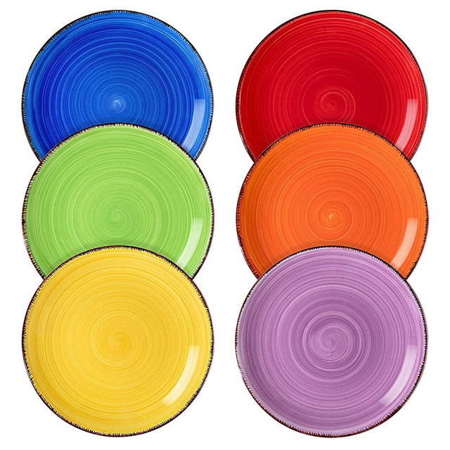 vancasso Bonita Muticolor Salad Plate Set of 6, 7.5 Inch Ceramic Dessert Plate, Dishwasher and Microwave Safe