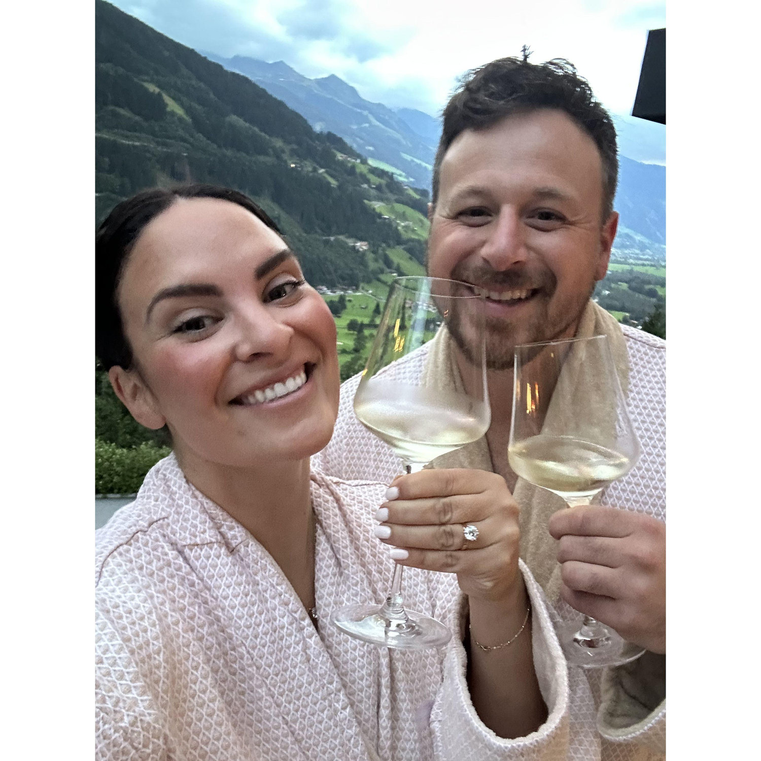 Bathrobe proposal from our balcony in Bad Gastein, Austria