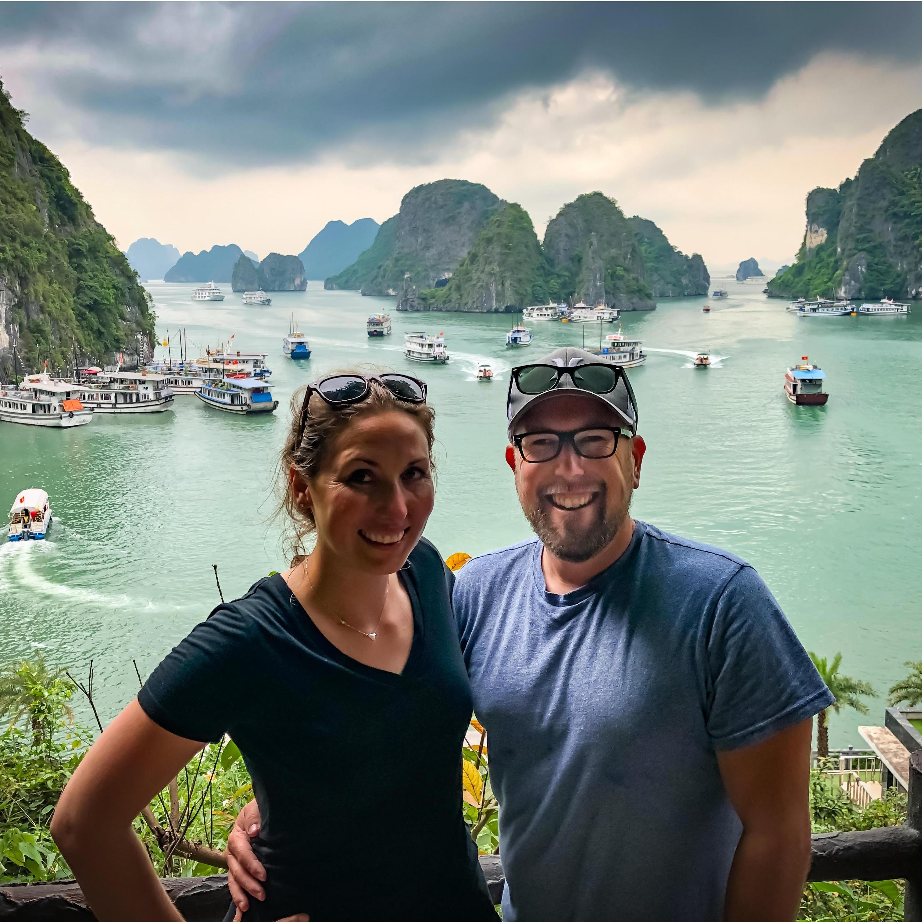 Ha Long Bay, Vietnam.  This is only a few hours before Ned proposed to Dena!