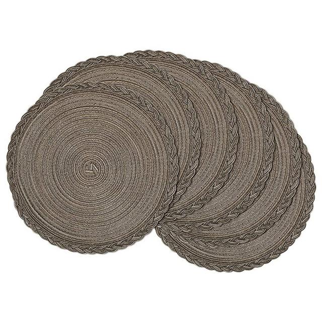 U'Artlines Indoor & Outdoor Round Cotton Placemat, Perfect for Fall, Dinner Parties, BBQs, Christmas Parties and Everyday Use,6pcs placemats, Brown