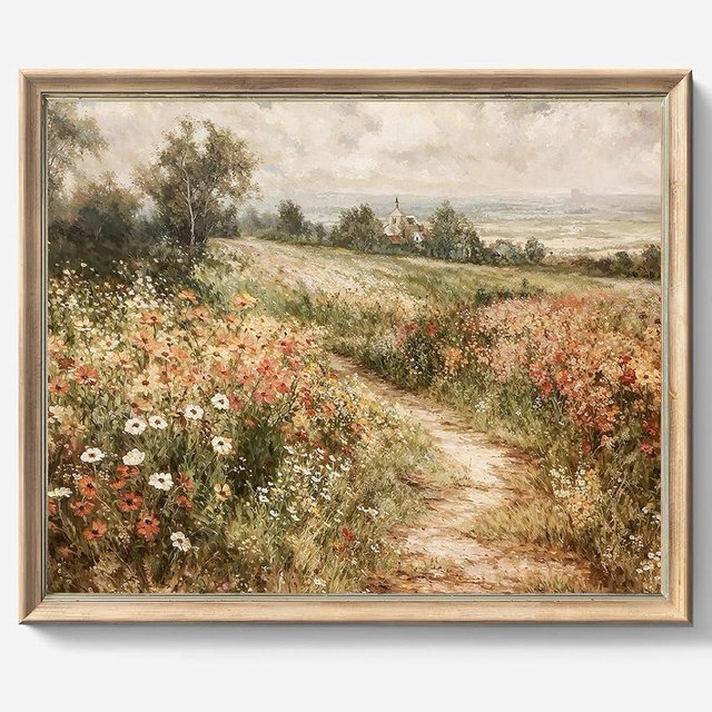 Vintage Wall art, Classical Paintings Poster Prints, Room Decor for Home Office Bedroom Living Room, Bathroom Wall Decor 8 x 10 Inch (Wildflower Field)