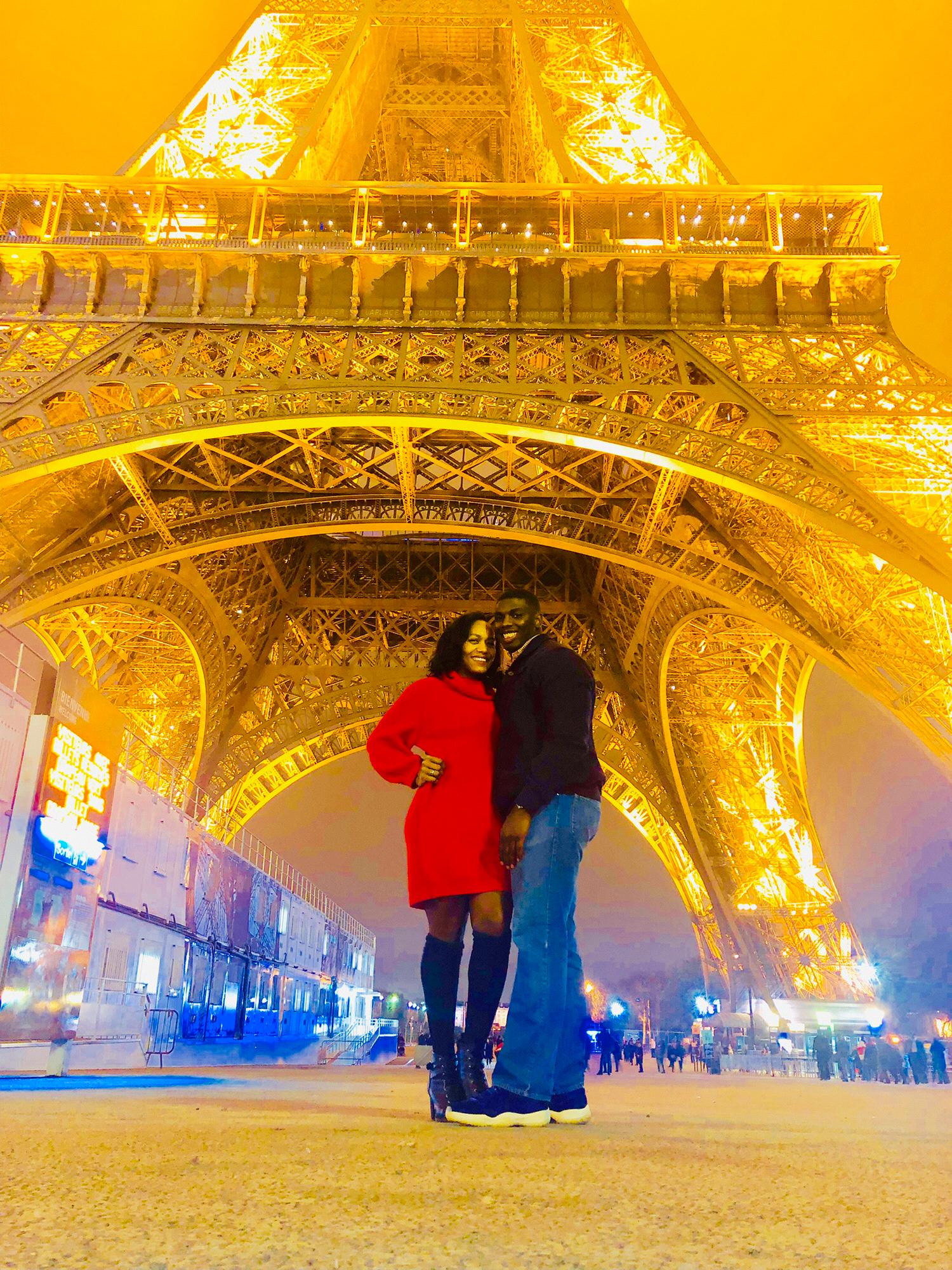 Denise & Tommy at the Eiffel Tower.