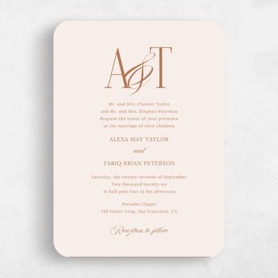 Beige Rounded Wedding Invitation - Kellan Classic