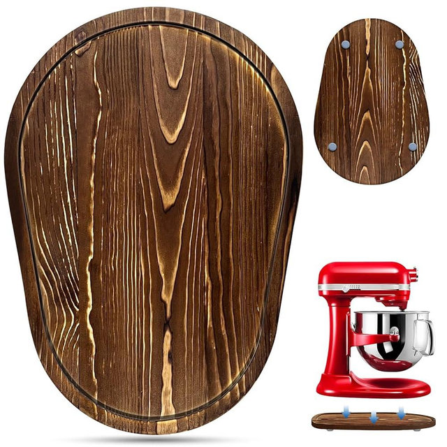 Double-layer Thickened Acacia Wood Mixer Slider Mat for KitchenAid 5-8 Qt Bowl Lift Stand Mixer Kitchen Appliance Slider Tray Countertop Storage Attachments