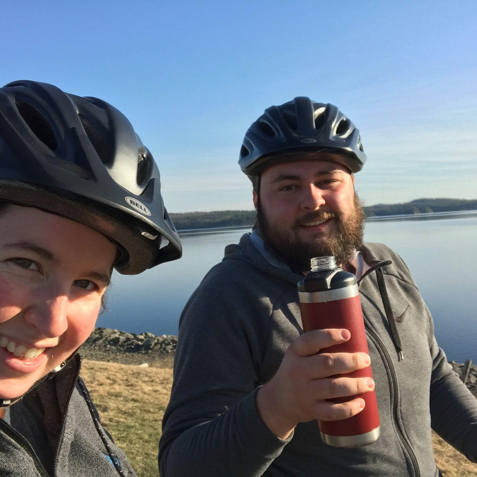 Biking along the Wachusett Reservoir.