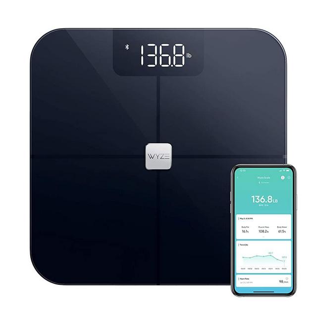 Wyze Scale, Bluetooth Body Fat Scale and Smart Body Composition Scale, Smart BMI Scale, Heart Rate Tracking, Body Fat Percentage Tracker, Analyze with Smartphone App, Black