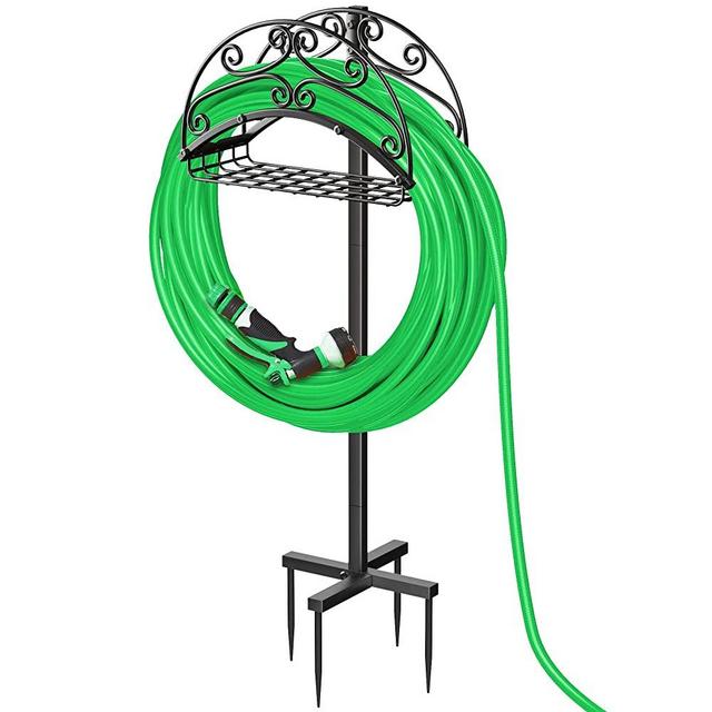 Gykoeaty Freestanding Garden Hose Holder, Heavy Duty Metal Water Hose Holder, Detachable Hose Rack, Hose Storage Hose Stand for Garden Outside Yard Storage,Can Store 150ft Water Pipes
