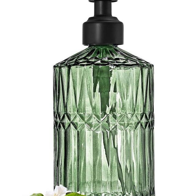JASAI 18Oz Green Soap Dispenser with Black Rust Proof Pump, Refillable Kitchen Soap Dispenser with Thick Glass, Soap Dispenser Bathroom for Hand soap, Dish Soap, Lotion, Body Wash.