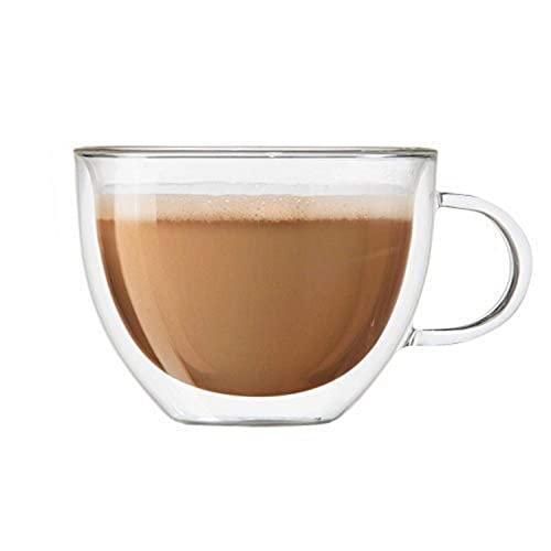 Oggi Set of 2 Double Walled Insulated 16-Ounce Borosilicate Glass Cappuccino Mugs