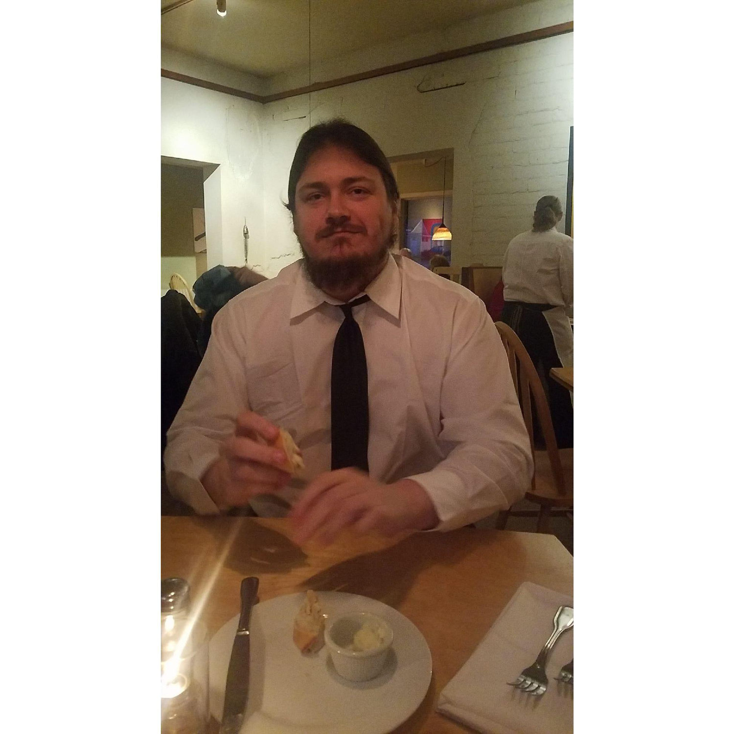One of our first "serious" dates! Lol look how cute he is.. trying to impress me with his outfit!