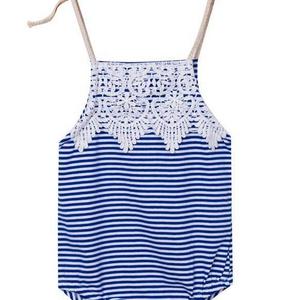 Striped Blue Baby Girl Summer Romper