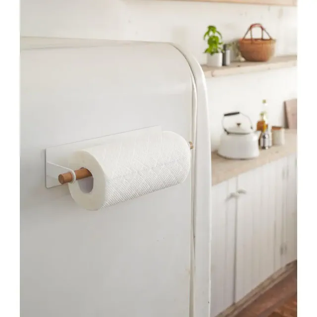 Yamazaki Home Magnetic Paper Towel Hanger - Steel + Wood