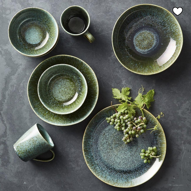 Cyprus Reactive Glaze Dinnerware Collection - Set of 8, Green