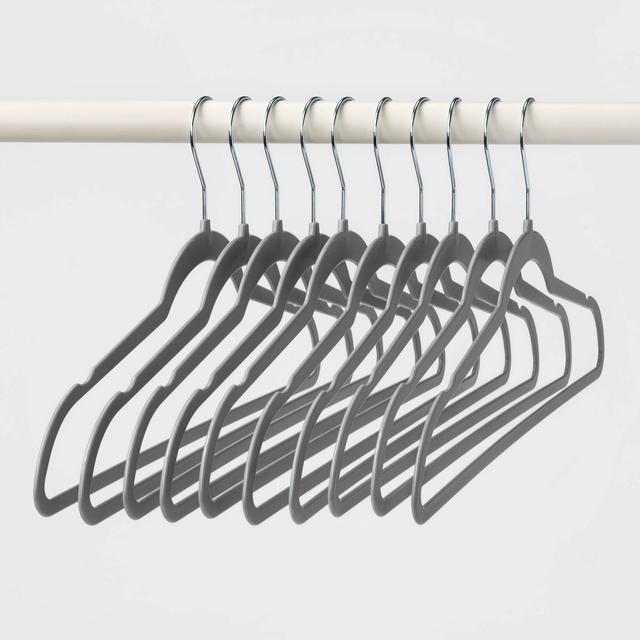 10pk Thin Plastic Hangers Gray - Room Essentials™