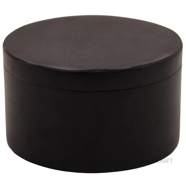 KC KULLICRAFT Unique Salt and Pepper Box Elegant Round Marble Black Salt Box With Lid For Salt, Spice and Herbs Storage. Perfect Container To Store (3.5 X 3.5 X 2 INCH)