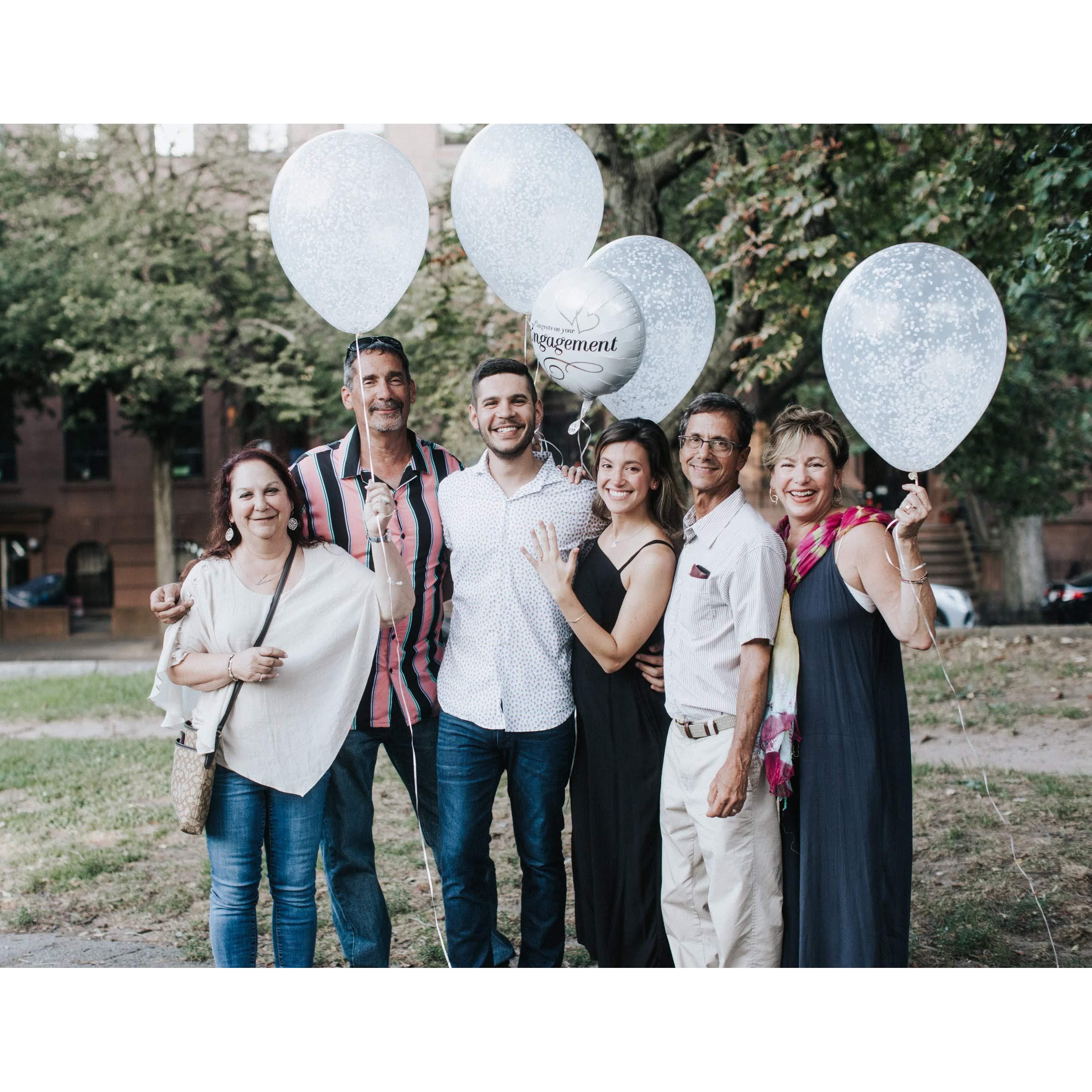 Elliot planned for our parents to surprise us right after we got engaged!