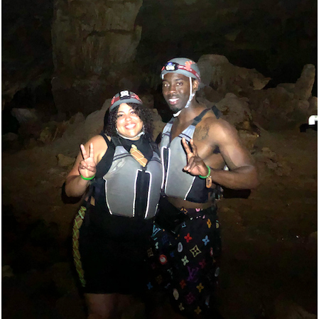Our fist time tubbing in a cave in Belize