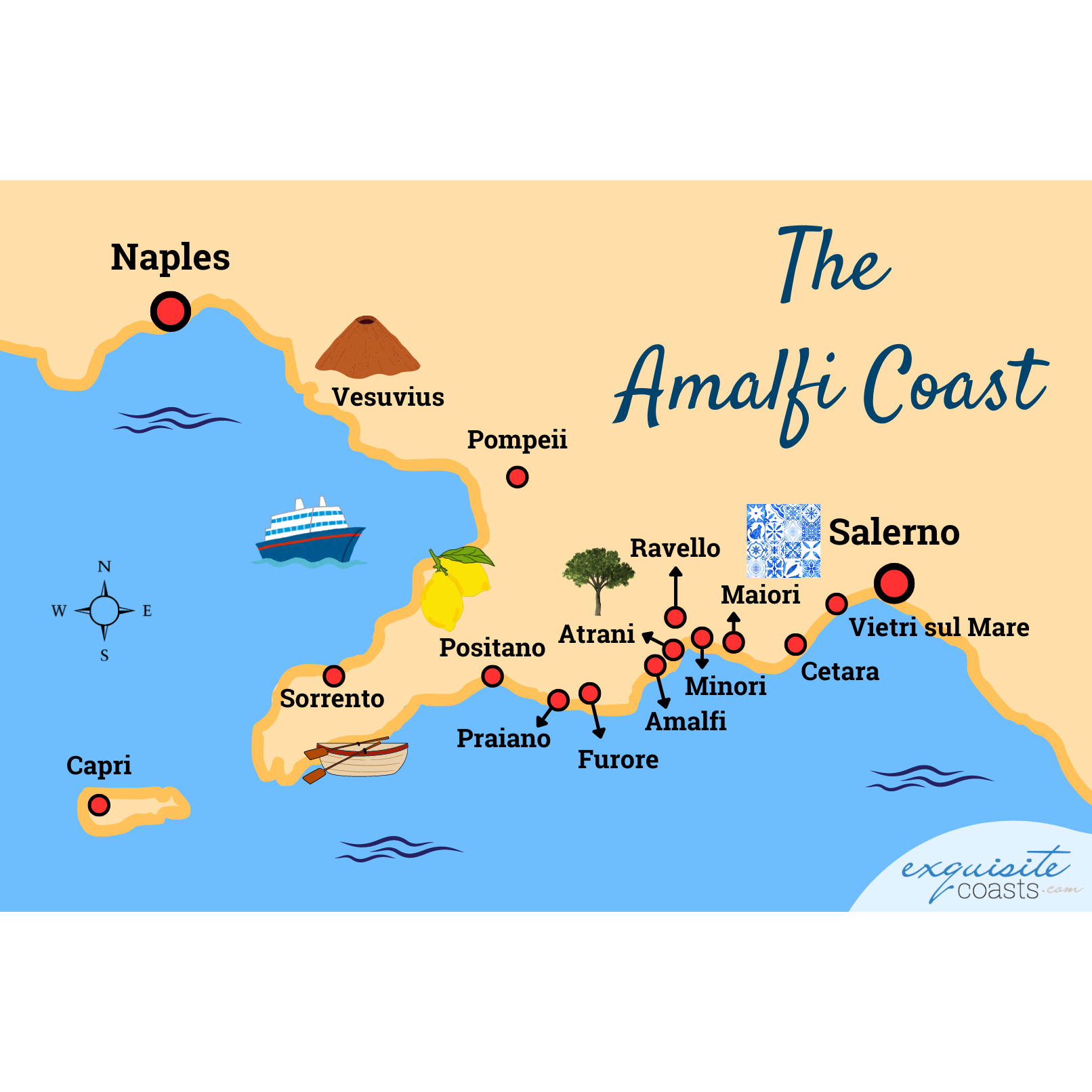 Map of the Amalfi Coast
