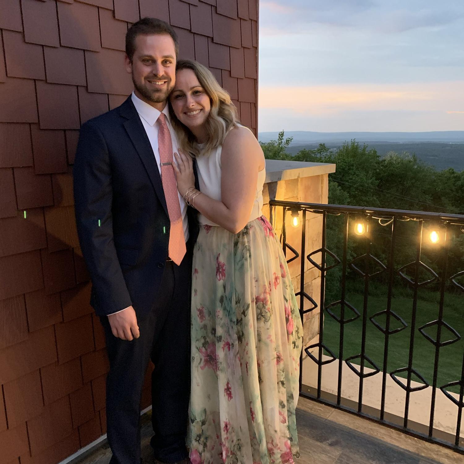 Spring 2021 - A rare sighting of Katie and Jon looking fancy. If given the choice, Jon would live in either a brewery shirt or flannel with a hat, and Katie’s hair would be in a bun.