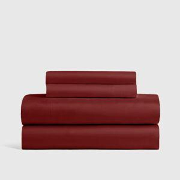 Organic Bamboo Viscose Sheet Set in Burgundy, With Flat Sheet, King