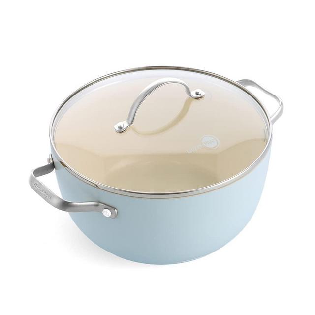 GreenPan Padova Hard Anodized Healthy Ceramic Nonstick, 5QT Stock Pot with Lid, PFAS-Free, Dishwasher Safe, Light Blue