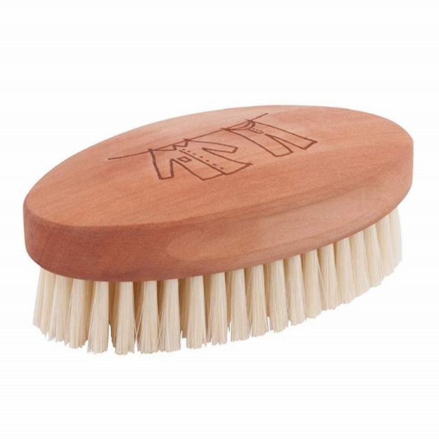 REDECKER Natural Pig Bristle Laundry Brush with Oiled Pearwood Handle, 4-1/2 inches, Gentle Bristles Scrub Out Tough Stains from Garments, Made in Germany