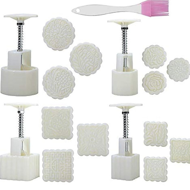 4 Sets 12 Pcs Mode Mooncake Fodant Gift DIY Moon Cake Mold (12)