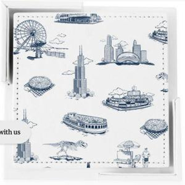 Chicago Toile Coaster Set | Colorful Prints, Wallpaper, Pajamas, Home Decor, & More