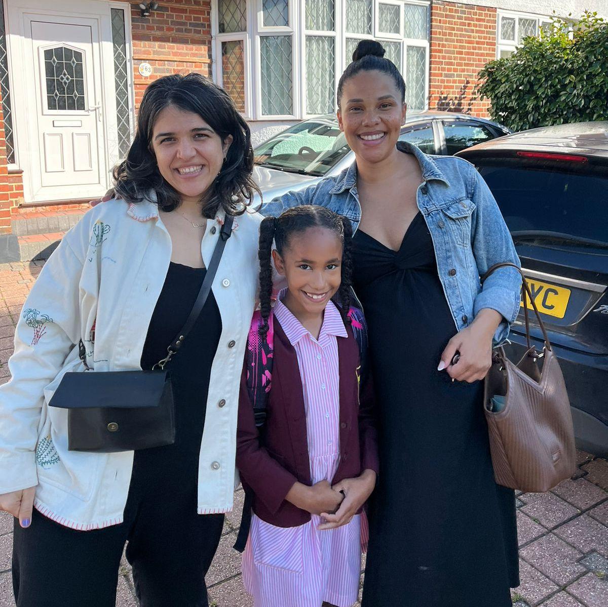 On the school run in Woking, we picked up Annabel and her daughter Ayla on the way - these everyday moments are special when you live far from those you love.