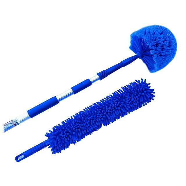 Ceiling Fan Duster Cobweb Duster, Extendable Reach 20 feet, | 3-Stage Aluminum Telescoping Pole | Extends for High Ceiling Duster | Long Handle Plus 2 Duster Heads