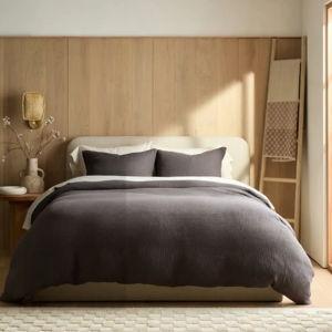Charcoal Organic Airy Gauze Duvet Cover Set | Quince