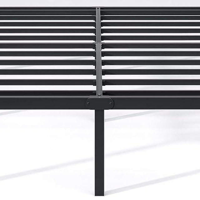 NEW JETO Metal Bed Frame,Full Size Bed Frame with Storage Space,Heavy Duty Sturdy Mattress Foundation,Easy Assembly,No Box Spring Needed, Black,12 Inch,Full