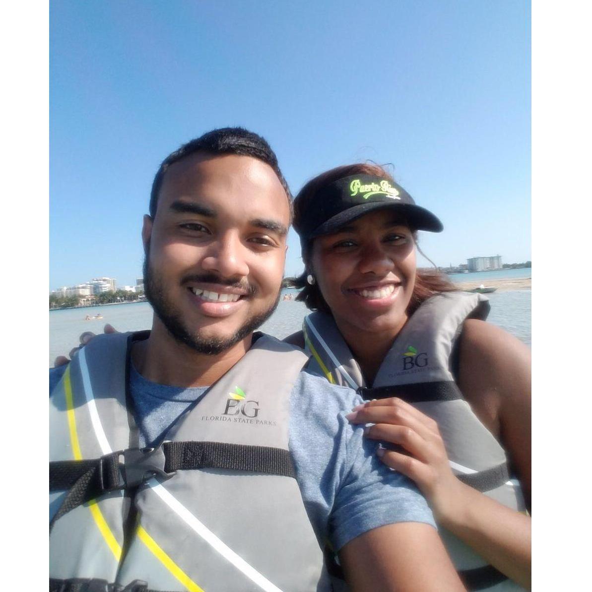 Us after kayaking to a sand bar with some friends in Miami. (Jonathan did most of the paddling)