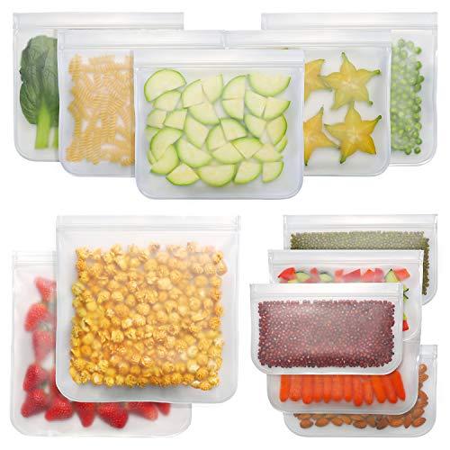 Bayco Reusable Storage Bags (12 Pack) 2 Gallon & 5 Sandwich Lunch Bags & 5 Small Kids Snack Bags For Food, EXTRA THICK Reusable Food Bags, Reusable Freezer Bags, Reusable Ziplock Bags, BPA FREE