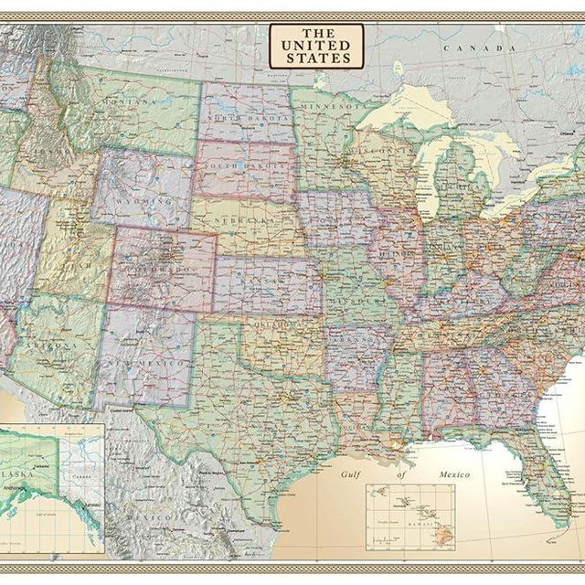 United States, USA US Executive Wall Map Poster Mural (48x70 Laminated)