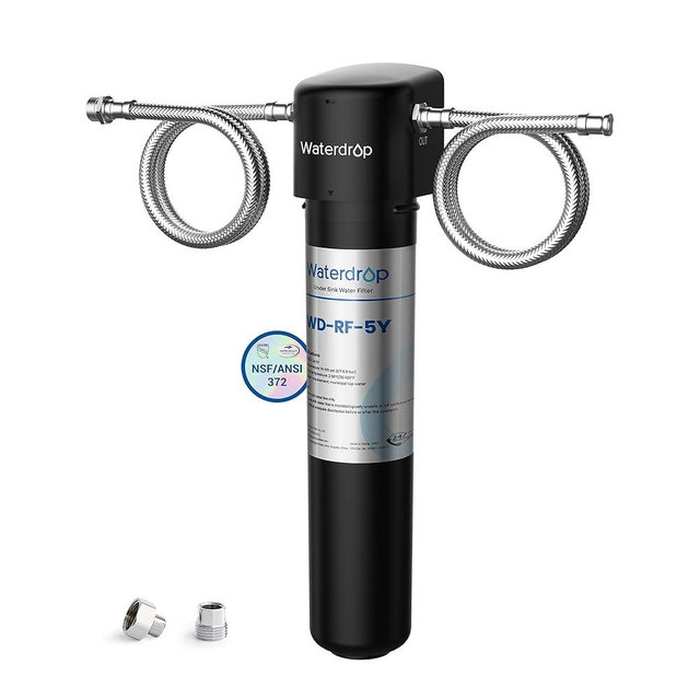 Waterdrop UA-5Y 𝟓 𝐘𝐞𝐚𝐫𝐬 Under Sink Water Filter System, Ultra Long Life, Reduces Lead, Chlorine, Bad Taste & Odor, Under Counter Water Filter Direct Connect to Kitchen Faucet, USA Tech