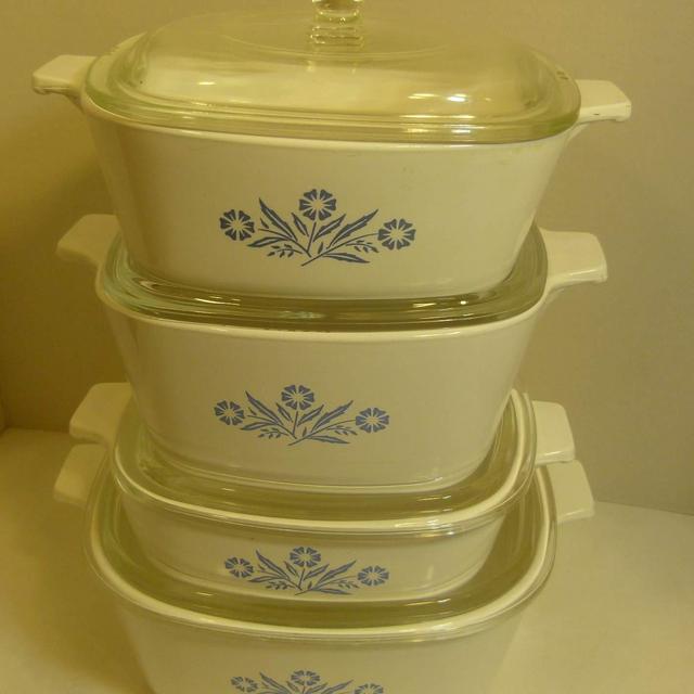 8 Piece Set - Vintage Corning Ware Cornflower Blue Casserole Set - 1 Qt, 1 1/2 Qt, 1 3/4 Qt, & 2 1/2 Quart
