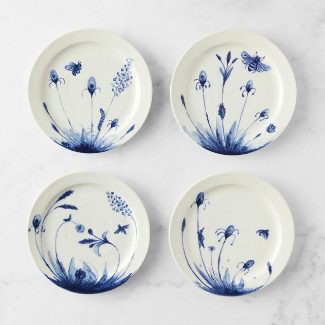 Printemps Bleu Appetizer Plates, Set of 4