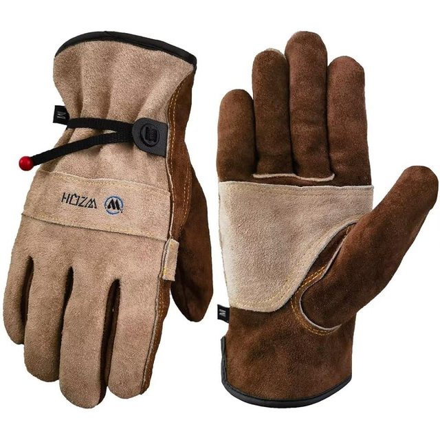 WZQH Leather Work Gloves for Men or Women. Small Glove for Gardening, Tig/Mig Welding, Construction, Chainsaw, Farm, Ranch, etc. Cowhide, Cotton Lined, Utility, Firm Grip, Durable. Coffee-grey S