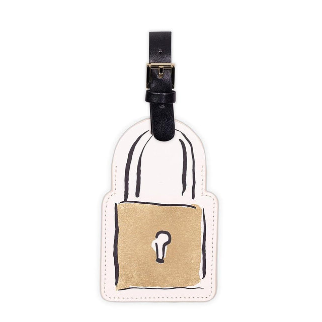 Kate Spade New York Cute Luggage Tag for Women, Durable Vegan Leather Suitcase Tag, Unique Luggage Identifier, Let's Wander