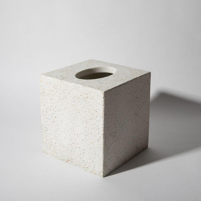 Terrazzo Tissue Box, Concrete, White