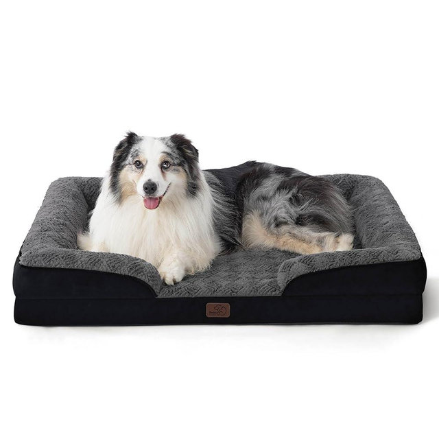 Bedsure XL Orthopedic Dog Bed for Extra Large Dogs - Washable XLarge Dog Cat Bed Waterproof, Comfort Dogs Couch Sofa with Washable Removable Cover, Pet Bed with Nonskid Bottom, Plush-Black, 42"