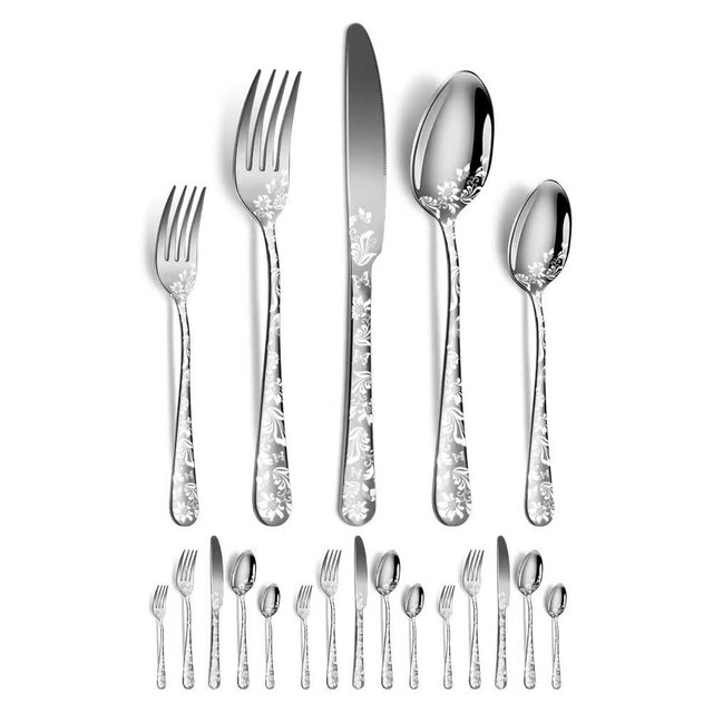 BXNSEN Silverware set, 20 piece stainless steel tableware set, 4 person tableware set, Tableware set includes knife, fork, spoon