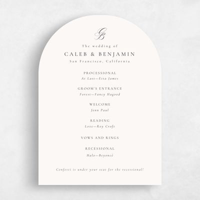 Beige Arch Wedding Program - Twila