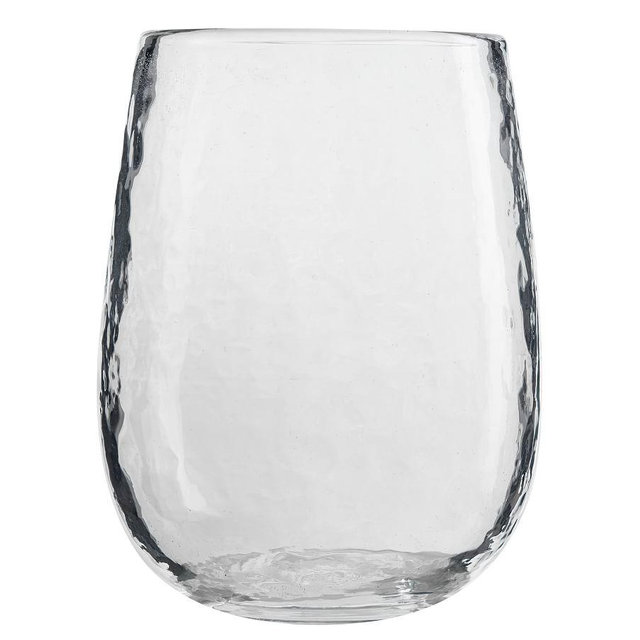 Hammered Stemless Wine Glass, Single - Clear