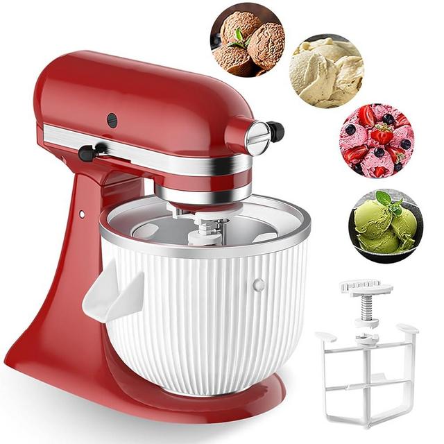 Ice Cream Attachment for KitchenAid Stand Mixer,Fits 4.5Qt and Larger Stand Mixers, 2-Quart Frozen Kitchenaid Ice Cream Maker Attachment,Ice Cream & Sorbet Gelato Maker by KassunKoch