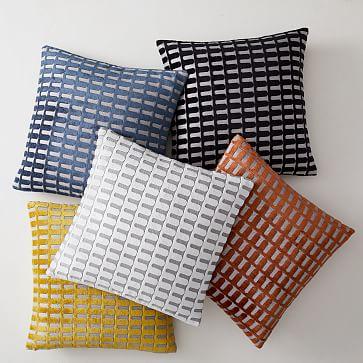 West Elm Velvet Archways Pillow, White