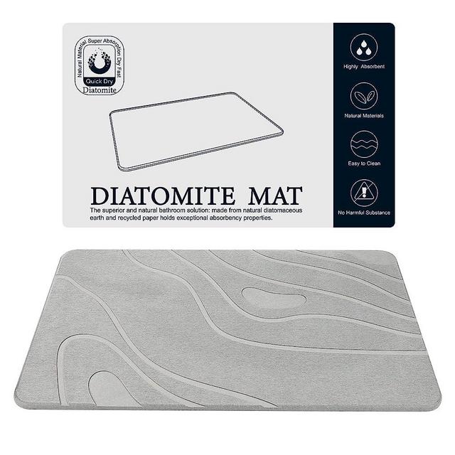 SpaceAid Instant Dry Diatomaceous Earth Stone Bath Mat, Gray