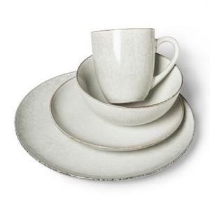 Solene Round Stoneware 16pc Dinnerware Set Gray/White - Project 62™